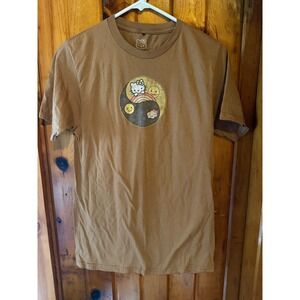 Hello Kitty Sanrio Dream Big Graphic T-Shirt Brown‎ Yin Yang Cute Size Small